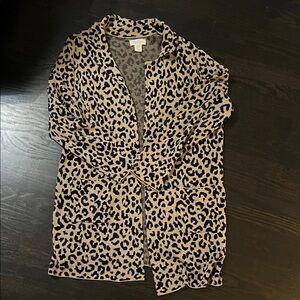 Jessica Simpson Black and Tan Animal Print Sweater